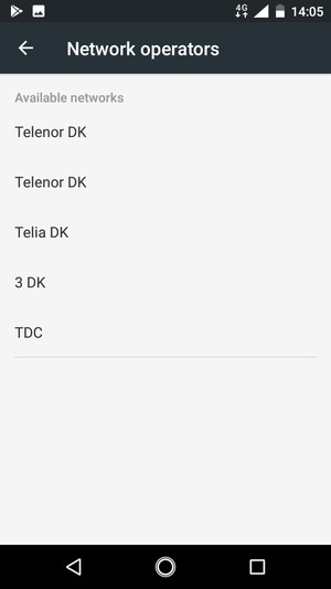 Select a network operator from the list
