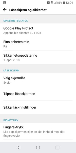 Velg Velg skjermlås