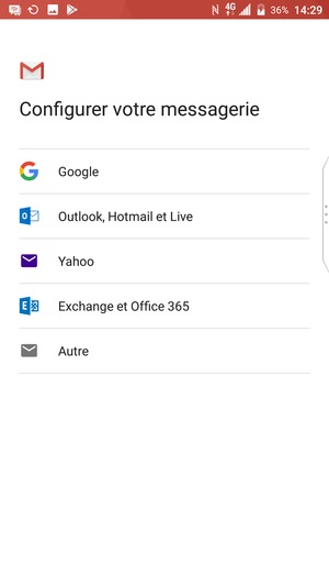 Sélectionnez Outlook, Hotmail et Live