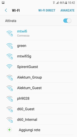 Ora sei connesso alla rete Wi-Fi