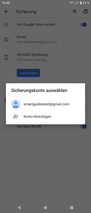 Wählen Sie Ihr Konto für Backup
