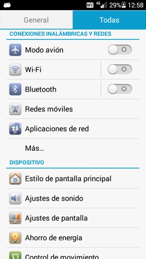 Seleccione Todas y Redes móviles