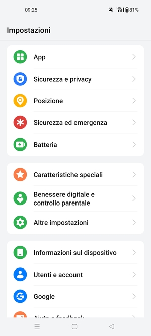 Scorri e seleziona Sicurezza e privacy