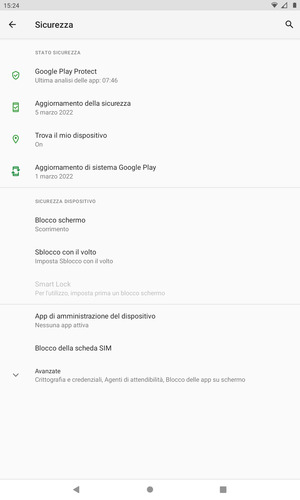 Per attivare il blocco dello schermo, vai al menu Sicurezza e seleziona Blocco schermo