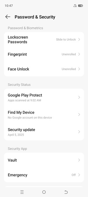 Select Lockscreen Passwords