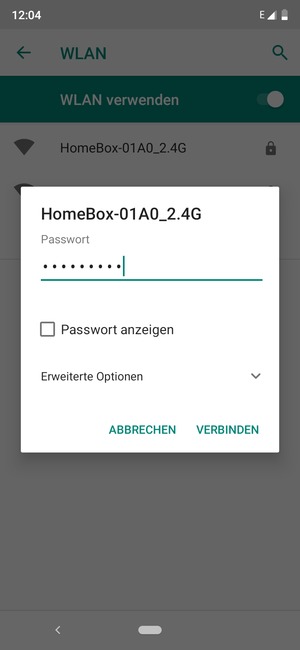 Geben Sie das WLAN-Passwort ein und wählen Sie VERBINDEN