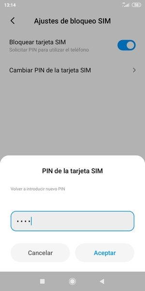 Confirme su nuevo PIN de tarjeta SIM y seleccione Aceptar