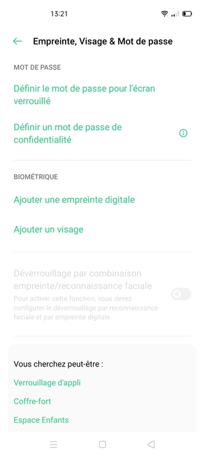 Sélectionnez Définir le mot de passe pour lécran verrouillage