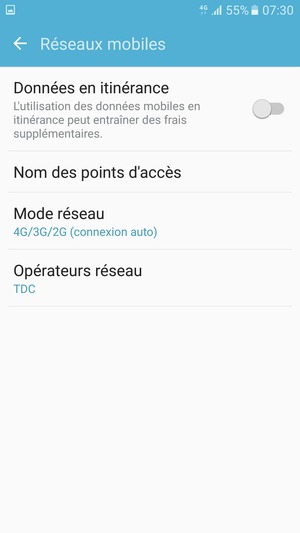 Pour changer de réseau en cas de problèmes de réseau, sélectionnez Opérateurs réseau
