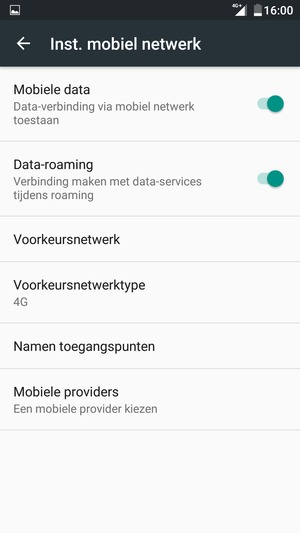 Schakel Data-roaming in of uit
