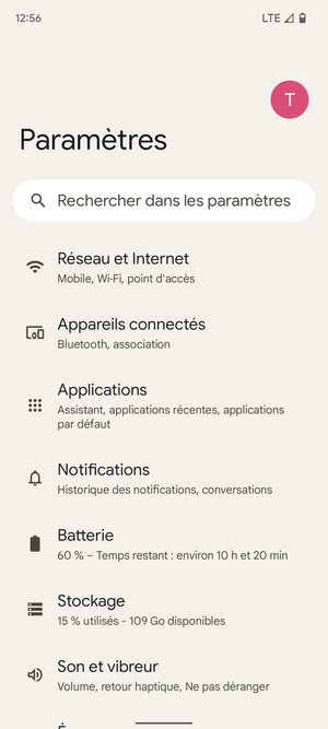 Sélectionnez Réseau et Internet