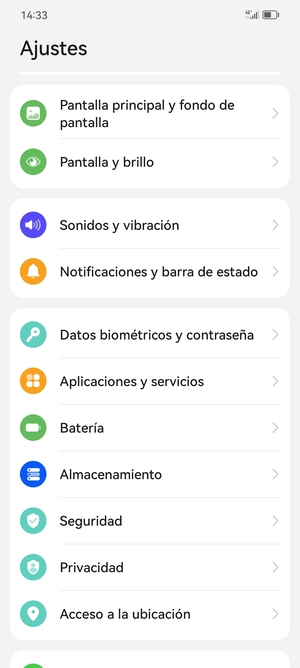 Para activar su bloqueo de pantalla, vaya al menú Ajustes y seleccione Datos biométricos y contraseña
