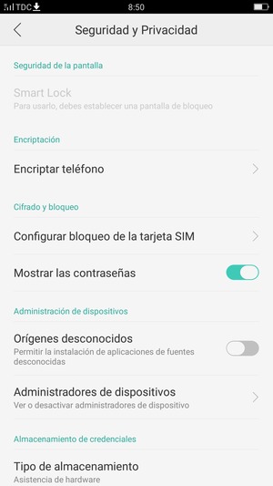 Seleccione Configurar bloqueo de la tarjeta SIM
