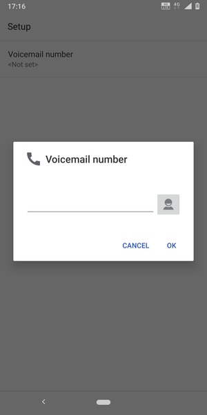 Enter the Voicemail number and select OK