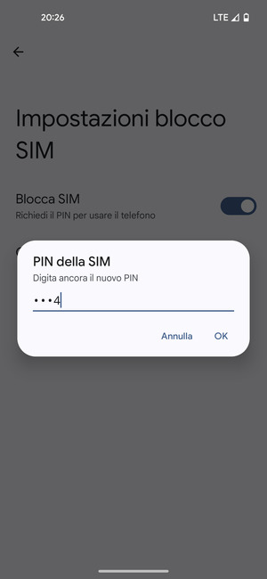 Conferma il nuovo PIN della SIM e seleziona OK