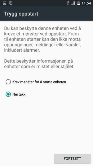 Velg ønsket alternativ og velg FORTSETT