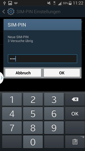 Geben Sie Ihre Neue SIM-PIN ein und wählen Sie OK