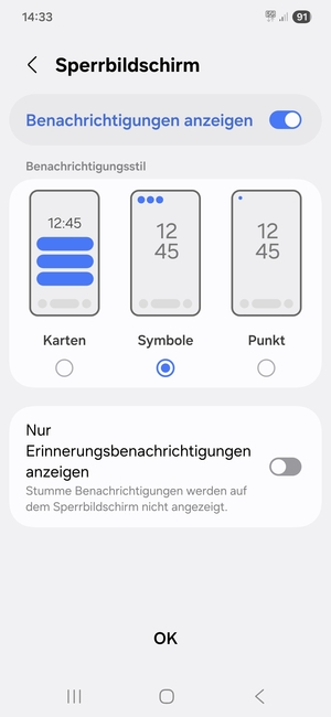 Wählen Sie Ihre bevorzugten Optionen und wählen Sie OK