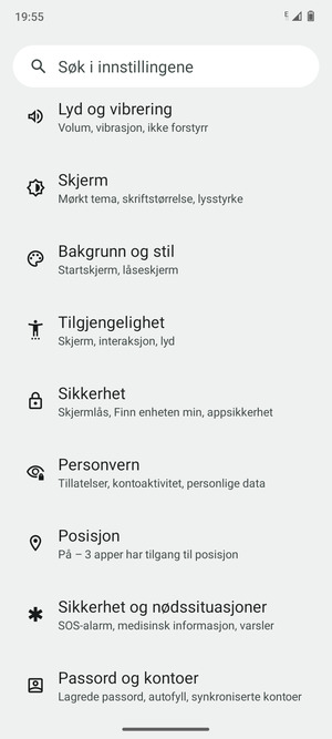 Bla til og velg Sikkerhet