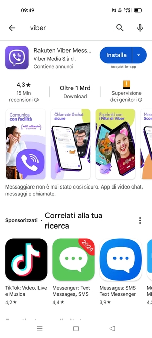 Seleziona l'applicazione