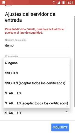 Seleccione Ninguna y SIGUIENTE