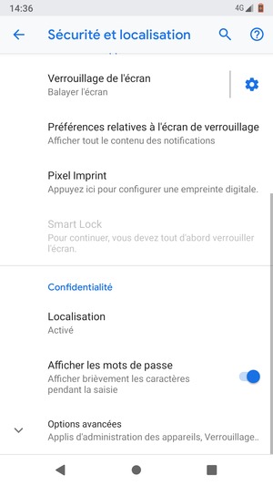 Faites défiler et sélectionnez Localisation