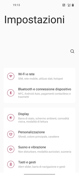 Seleziona Wi-Fi e rete