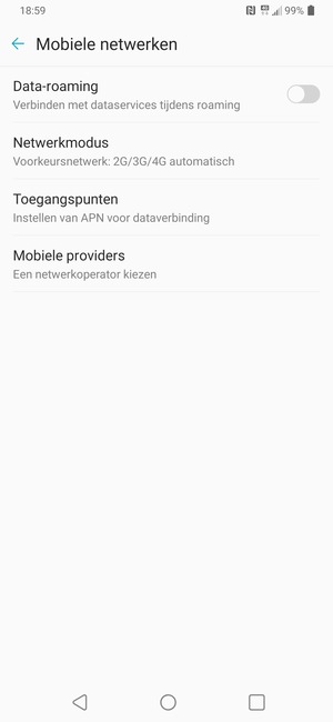 Schakel Data-roaming in of uit