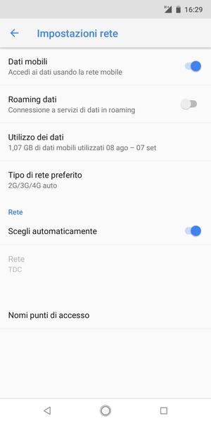 Seleziona Tipo di rete preferito