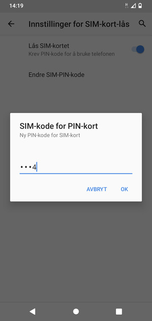 Skriv inn Ny PIN-kode for SIM-kort og velg OK