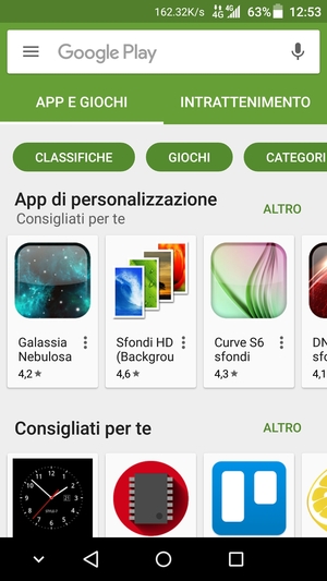 Seleziona la barra di ricerca