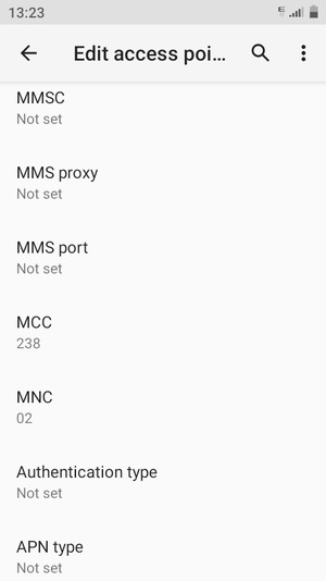 Scroll down and enter MMS information