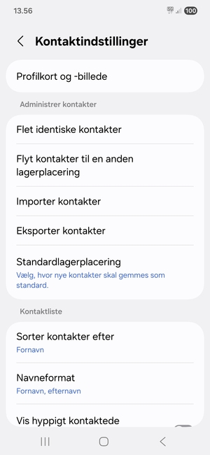 Vælg Importer kontakter