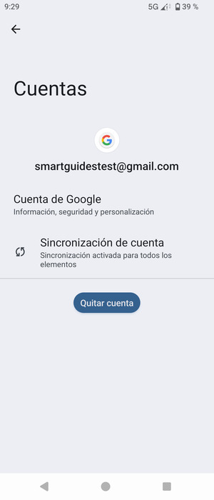 Seleccione Sincronización de cuenta