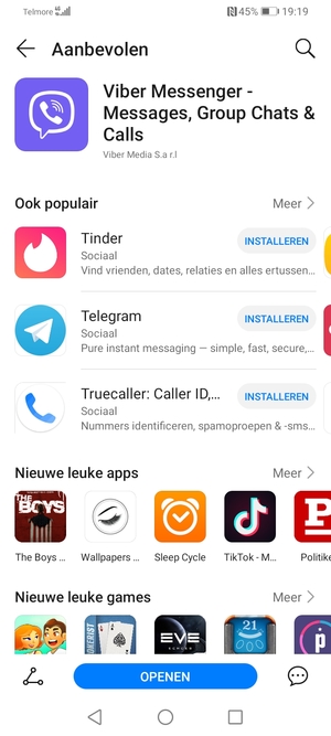 Selecteer OPENEN