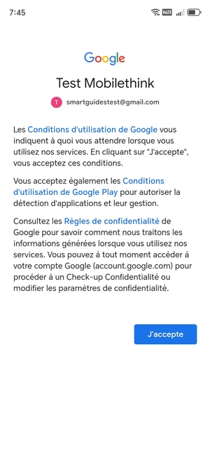 Sélectionnez J'accepte