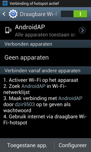 Uw telefoon is nu geïnstalleerd voor gebruik als modem