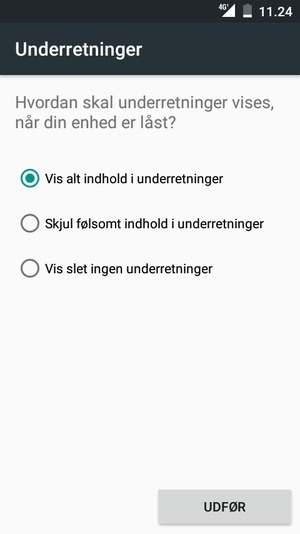Vælg din foretrukne mulighed og vælg UDFØR