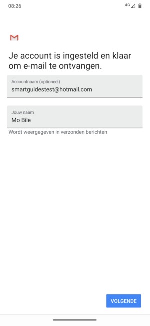 Geef uw account een naam en voer uw naam in. Selecteer VOLGENDE