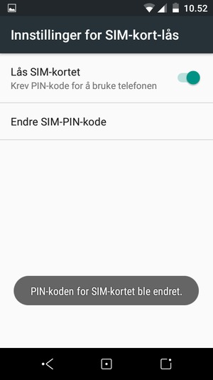 Din PIN-kode for SIM-kort er endret