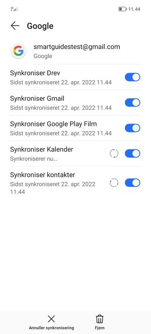 Dine oplysninger vil blive synkroniseret