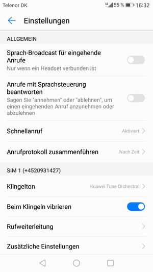 Scrollen Sie zu SIM 1 oder SIM 2 und wählen Sie Zusätzliche Einstellungen