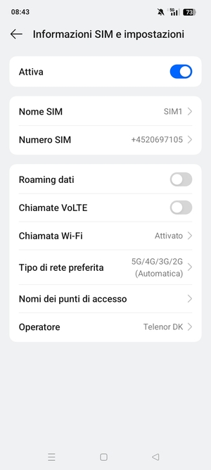 Per modificare la rete, in presenza di problemi, seleziona Operatore