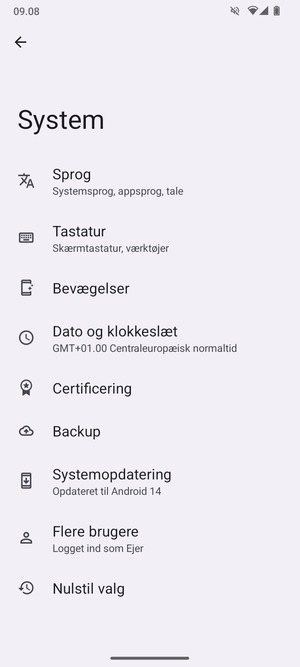 Vælg Systemopdatering