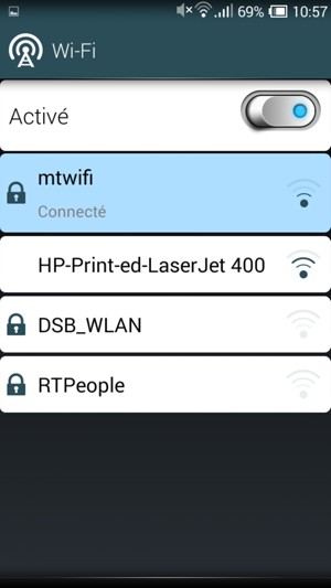 Vous êtes maintenant connecté au réseau Wi-Fi