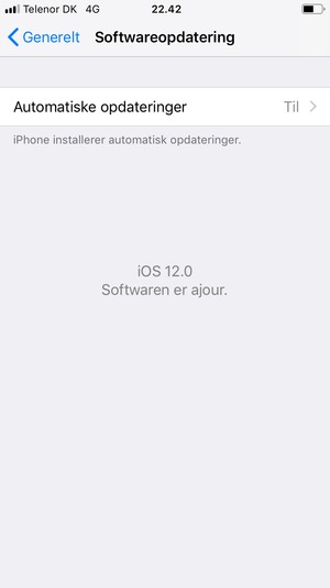 Hvis din iPhone er opdateret, vil du se følgende skærmbillede
