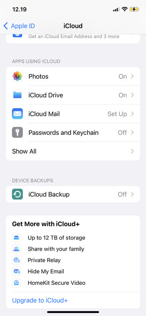 Select iCloud Backup