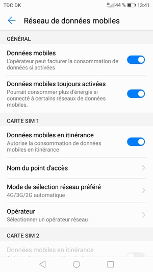 Activer ou désactiver Données mobiles en itinérance