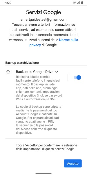 Seleziona Accetto