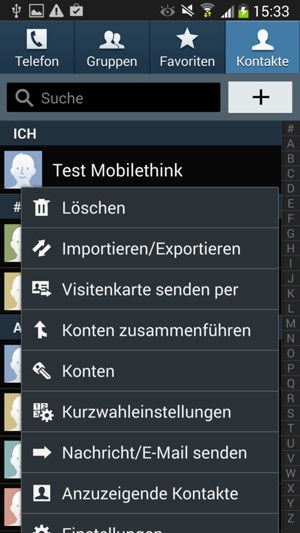 Wählen Sie Importieren/Exportieren
